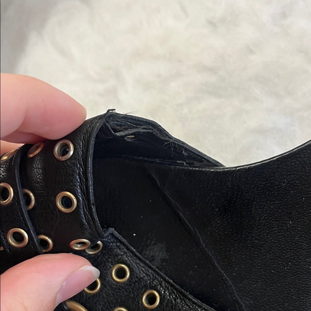 Gucci Black Leather Grommet Heels - Picture 4 of 8